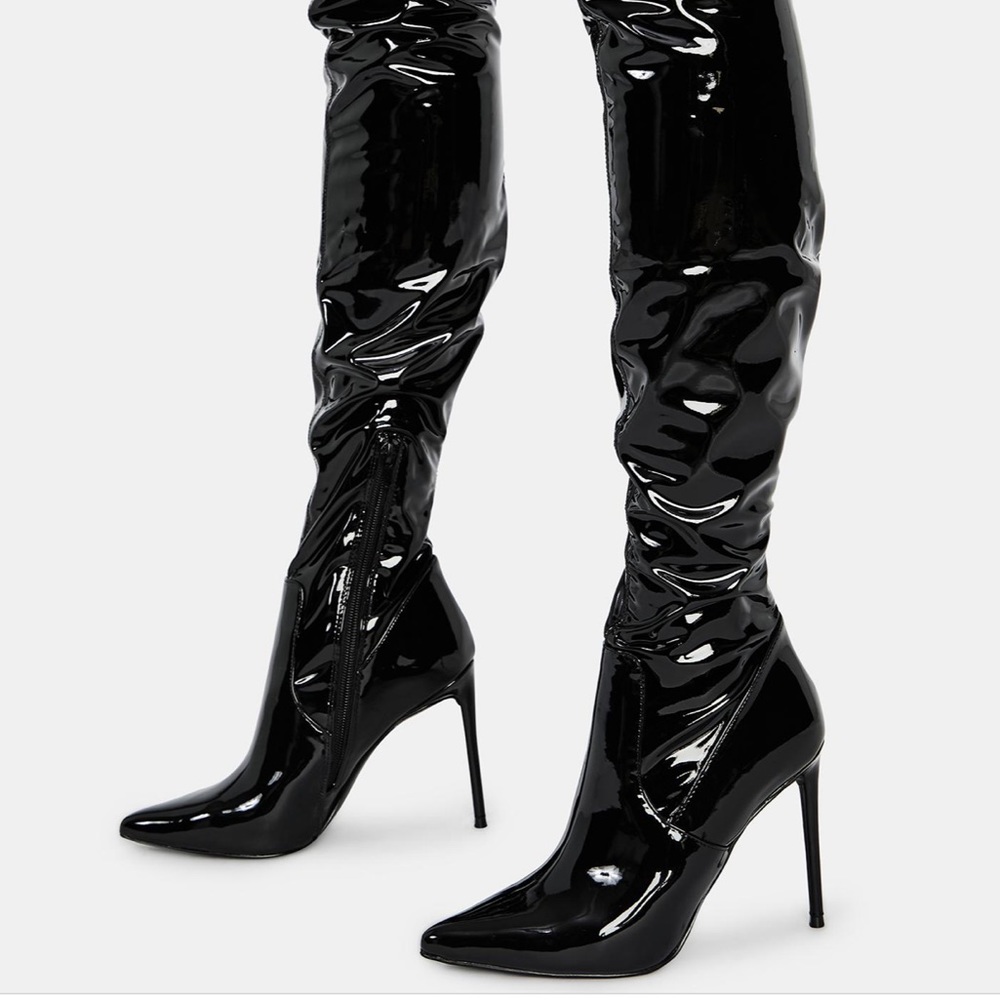Steve Madden Black Patent Heeled Boots
